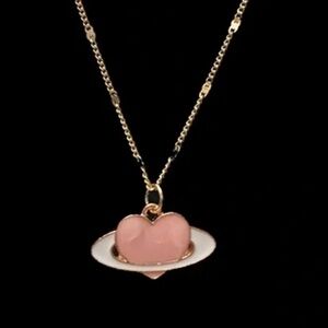 HAND Crafted Necklace Gold Plate Sequin Chain Angel Heart and Halo Angelic